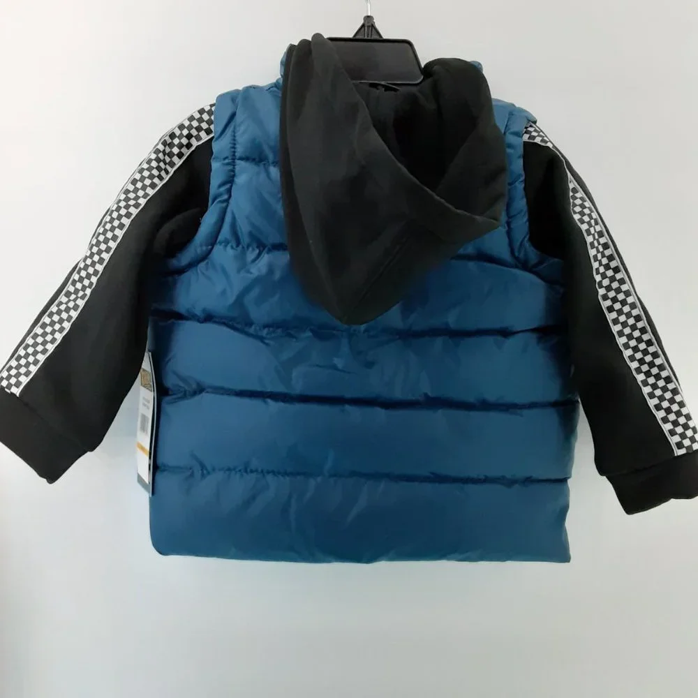 New iXtreme Boys Puffy Vest Hooded Jacket Size 2T‎ Blue & Black Toddler Comfy